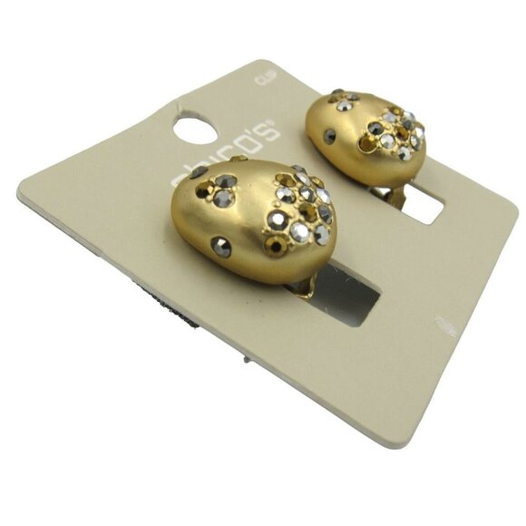 Chico's Neutral Glisten Gold Clip-On Earrings NWT Contemporary Day Evening - Picture 4 of 7